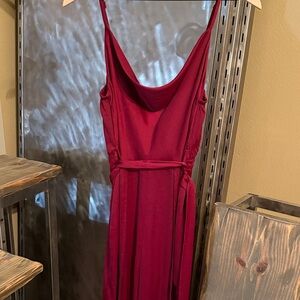 Burgundy Jumpsuit with Spaghetti Straps